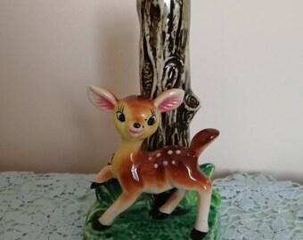Vintage kitsch rare bambi deer lampshade base ornament
