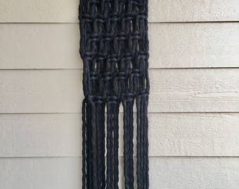 Chunky Black Macrame Wall Hanging