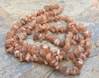 Orange Moonstone Chip Beads, Moonstone Chip Beads, 34 inches, 5 to 8mm