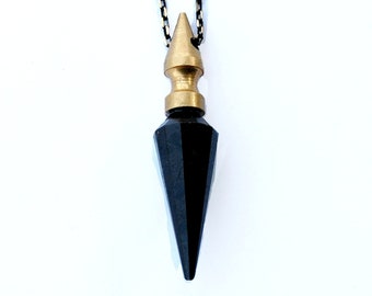 TALISMAN black tourmaline pendulum spike necklace