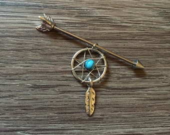 Dream Catcher Industrial Piercing Industrial Barbell Dream Catcher Native Turquoise Jewelry Turquoise Industrial Boho Piercing Southwestern