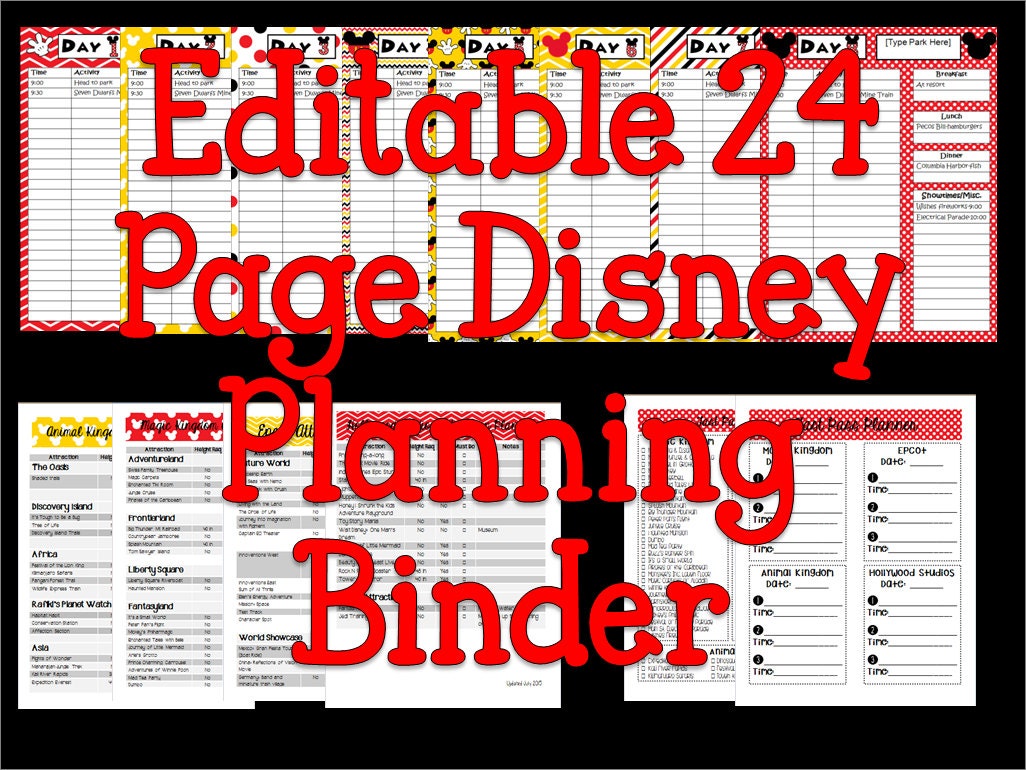 Free Disney Planning Binder Printables