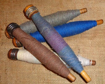 Antique Industrial Thread Wood Spools set of 5/ Multi Color Thread**