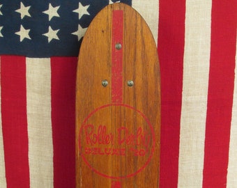 Vintage 1960s Roller Derby Wood Skateboard Deluxe #20 Clay Wheels Surfer 22.5"