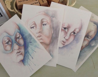 Clown face multi print set of 4