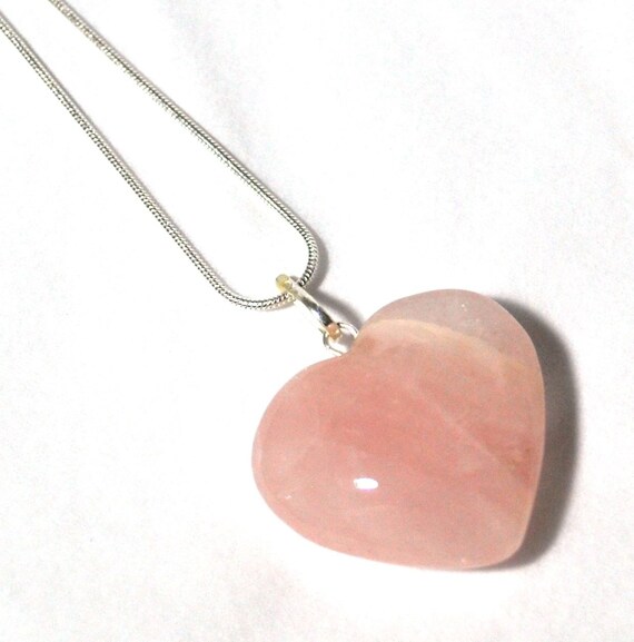 Rose Quartz Heart Pendant Necklace Natural Crystal Stone with