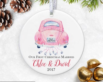 Just Married Ornament Wedding Ornament First Christmas Married Ornament Wedding Gift for Newlywed Ornament Wedding Car Ornaments