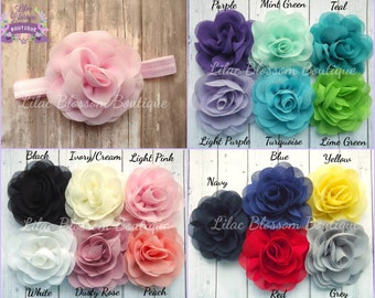 YOU CHOOSE COLORS Baby Headband, Chiffon Flower Headband, Newborn Headband, Baby Girl Bow, Baby Headband, Shabby Headbands, Infant Headband