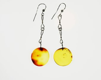 Natural amber long earrings 6.7g