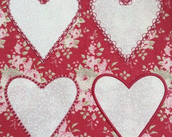 FOUR Heart Appliqué Machine Embroidery Patterns - by Pixie Willow Patterns
