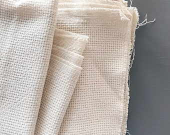 MONKS CLOTH FABRIC - Aida 7 Count Monks Cloth - Fabric for punch needle, rug making - Swedish weave soft monkscloth - ready to ship from U.K