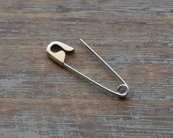 1 Inch 925 Solid Sterling Safety Pin Earring,Sterling Silver Safety Pin Earring,Safety Pin Earring,Silver Safety Pin Earring
