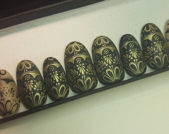 Matte Black/Gold Mexican Baroque Pattern