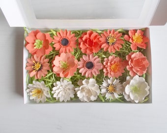 Orange Plantable Paper Flower Garden Lover Gift Set - Gardening Set Made From Seed Paper - Seeded Paper Favor Embedded With Flower Seeds -