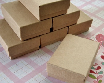 10 Kraft Cotton Filled Jewelry Boxes High Quality 2 1/2 x 1 3/4 x 15/16 inches - Small