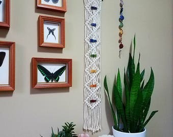 Chakra macrame wall hanging, chakra decor, chakra healing, balancing, meditation, spiritual, healing crystals, yoga decor, chakra stones
