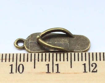 10 Flip flop Charms - Antique Bronze - EF00232