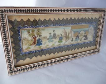 Persian Suratgari painting in Khatam Frame