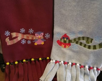 Fleece scarf with beaded fringe