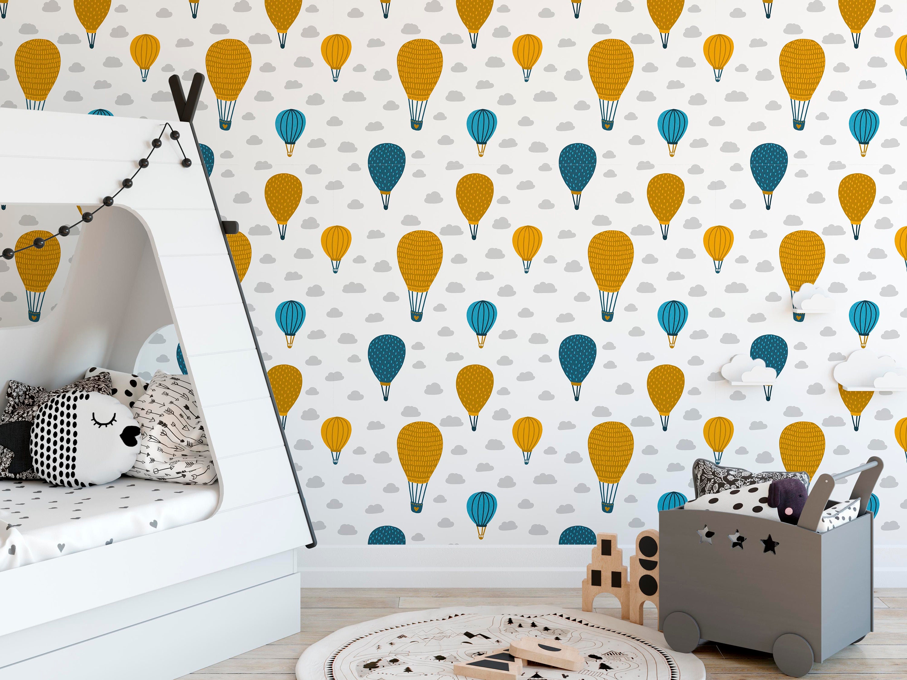 Peel and Stick Kids Room Removable Wallpaper with Colorful Air