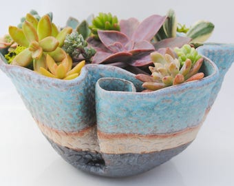 ceramic planter pot garden plant bowl window garden wavy planter