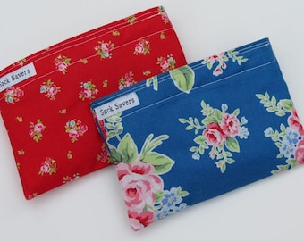 Reusable Snack Bag Set of Two Eco Friendly Flower Sugar Pretty Shabby Floral