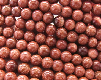 6mm Goldstone beads, full strand, goldstone beads, sparkle beads, shiny beads, brown beads, gold beads, jewelry supplies, bracelet beads