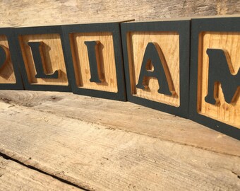 Wooden Letter Blocks, Wooden Alphabet Block, Child's Room Decor, Nursery Decor