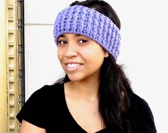 Crochet Headband, Ear Warmer, Women,Teen, Ready To Ship, Color is Light Purple,