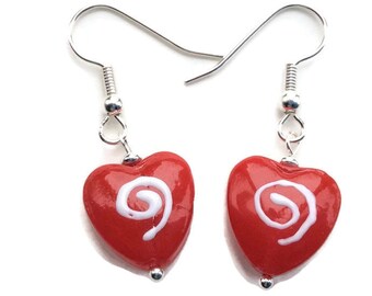 Red Heart Earrings - Valentine's Earrings - Love Earrings - Holiday Earrings - Valentine's Day Jewelry - Dangle Earrings - Heart Earrings