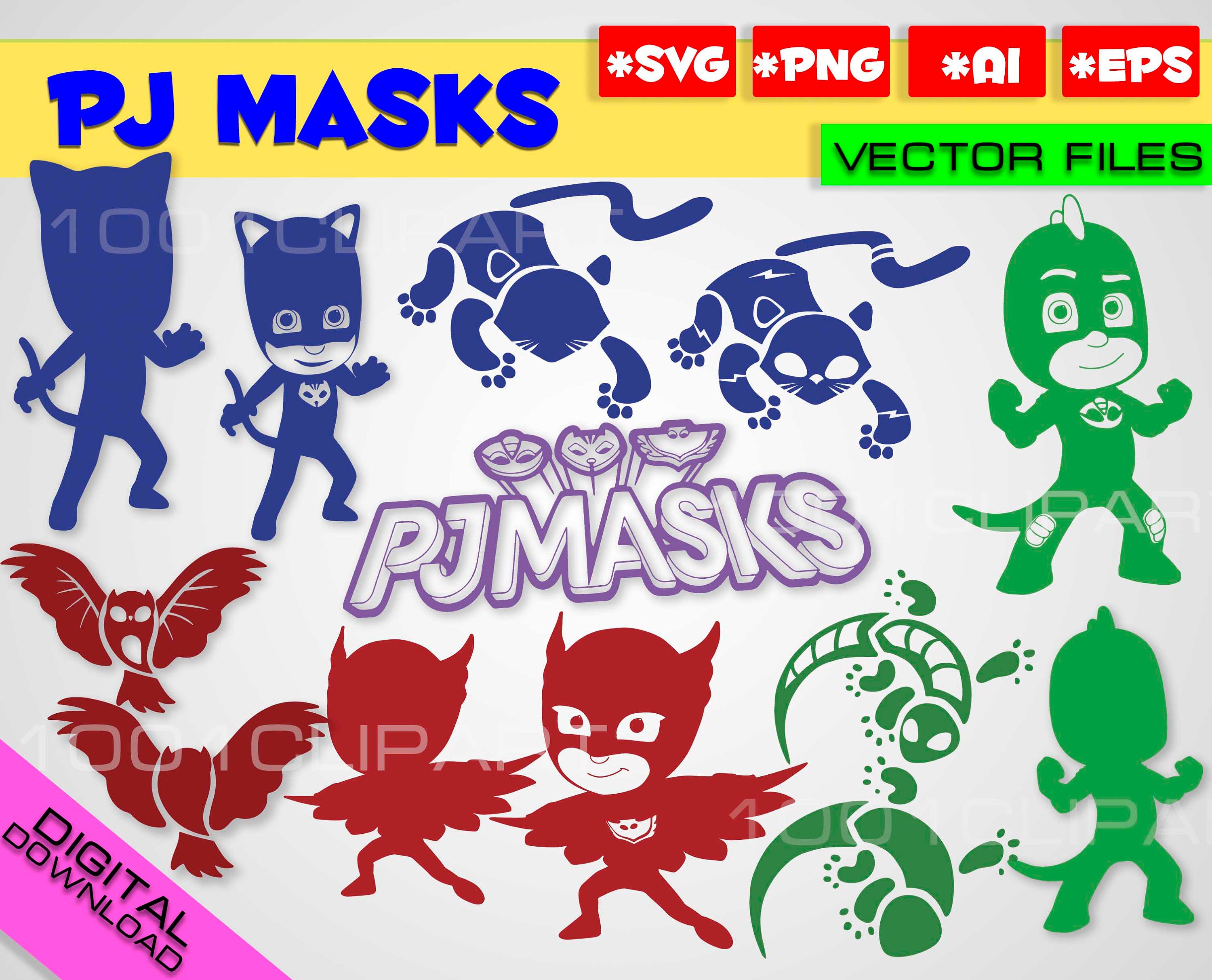 Download PJ masks SVG Cricut png EPS Ai vector files Digital masks