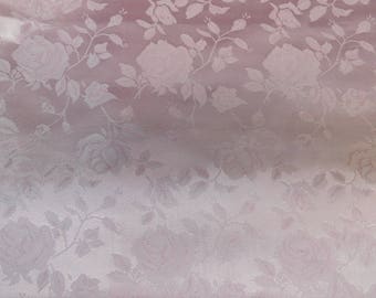 Floral Jacquard Satin White/Silver by the Yard