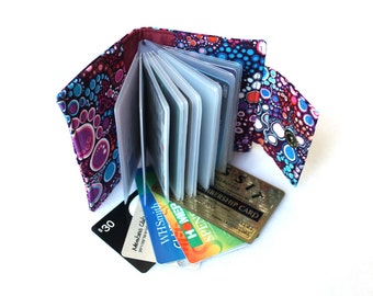 purple card holder wallet for women - fabric card holder - purple credit card holder - gift under 20 - stocking fillers for her - stuffers