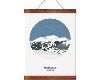 Åreskutan Mountain Print, Sweden Mountain print, Sweden Skiing, A4 Print, Gifts for him or her