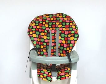 Graco apples high chair cover, baby accessory, cotton replacement baby and kids furniture, child chair pad, chair cushion, apples on black