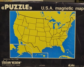 Antique vintage Americana USA America/United States magnetic map puzzle of the states