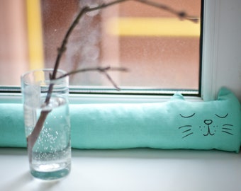 Door draft stopper cat, window draft dodger, Door or Window Snake, Draft Blocker, Draft stopper filled, Windowsill Draft Blocker Door pillow