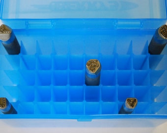 Metal Stamp Storage Case- 50 Slot- Metal Stamp Storage Case With Lid- SG410Blue