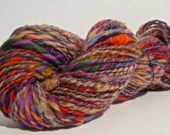 Handspun Art Yarn. Aran - Bulky Weight. 96 yards or Foxy Hexad