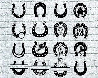 16 Horseshoe Svg Bundle, Horse Svg , Cowboy Svg, Western svg, Horseshoe Monogram Clipart, Decal, Stencil, Vinyl, Dxf Cut File, Silhouette