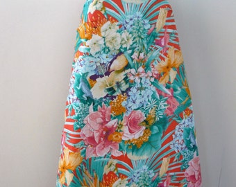 Ironing Board Cover - butterflies dragonflies birds and pretty flowers with orange background