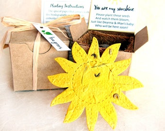 12 Flower Seed You are My Sunshine Baby Shower Favors - Trip Around the Sun Birthday Party Favor Plantable Paper - Add Clouds