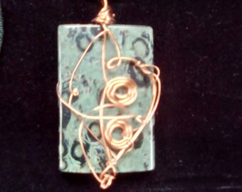 Copper-Wrapped Kambaba Jasper Pendant