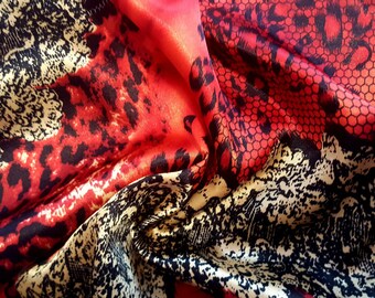 1 meter of fabric in red and black satin 145 cm