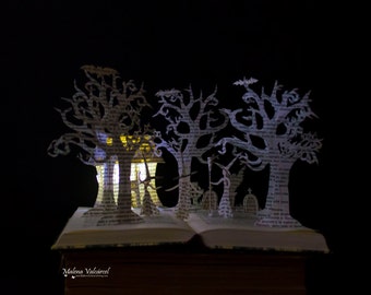 Three Witches - Halloween - Book Sculpture - Altered Book - Book Art
