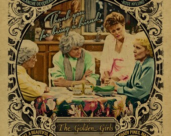 Golden Girls. Blanche, Rose, Dorothy and Sophia. 12x18. Kraft paper. TV. Campy. Art. Print. Gay. Drag.