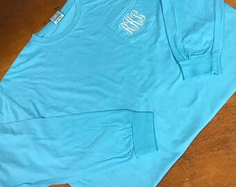Long Sleeve Monogram/ Comfort Colors/ Monogram Pocket