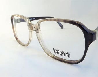 Mens Eyeglasses, Mens Geek Tortoise Shell Glasses, Square Brown Glasses, Vintage Mens Glasses, Flexible Temple Arms, NOS