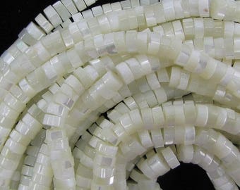 6mm white mother of pearl mop heishi beads 15.5" strand 33592