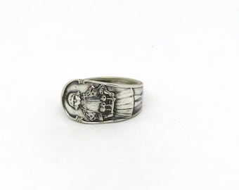 1900 Jello Girl ring, Spoon ring, Advertising ring, Antique ring, Unique ring, Novelty ring